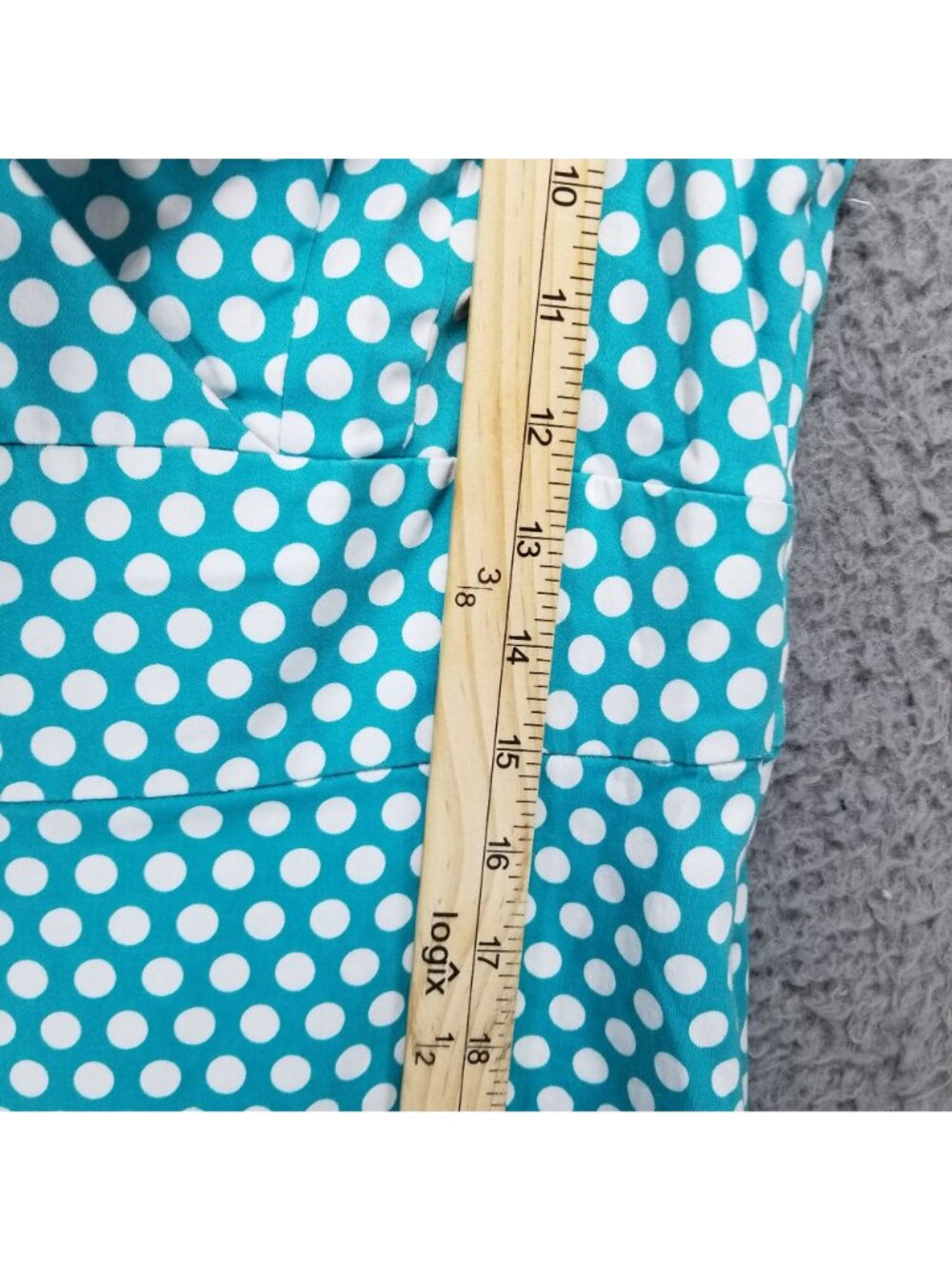 Spense Dress Womens 10 Turquoise Blue & White Polka Dot Sleeveless - Picture 5 of 10